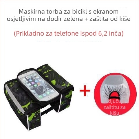 Set torbi za MTB bicikl: torba za prednju gornju cijev, torba s dodirnim zaslonom, torba za gornju cijev, vodootporna sjedišna torba