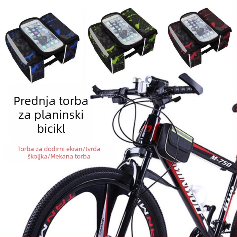 Set torbi za MTB bicikl: torba za prednju gornju cijev, torba s dodirnim zaslonom, torba za gornju cijev, vodootporna sjedišna torba