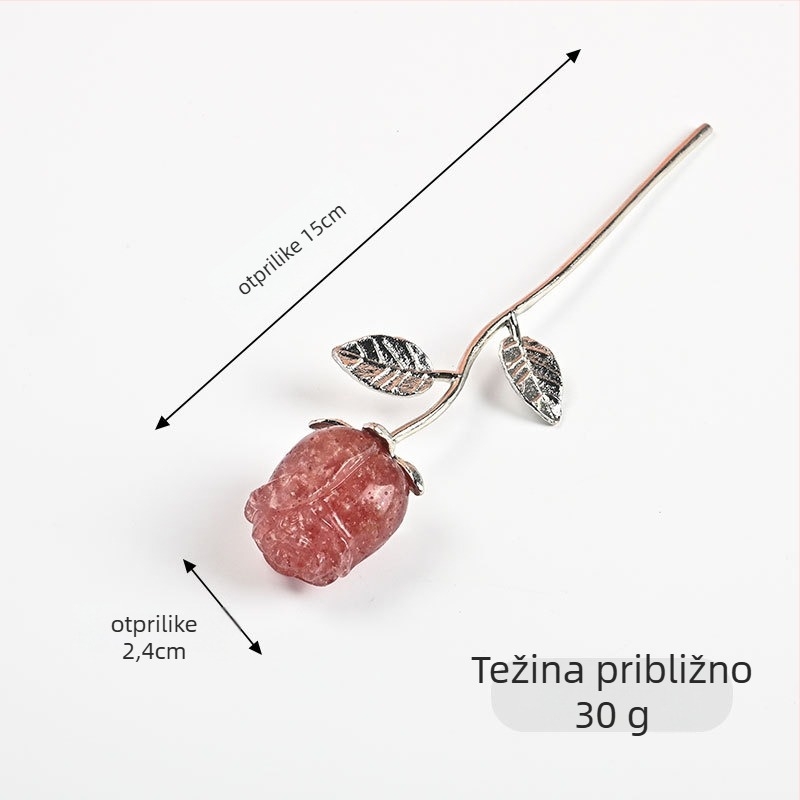 Kristalna ukras u obliku ruže – nerafinirani kamen, moderni minimalistički stil, prirodni kristal