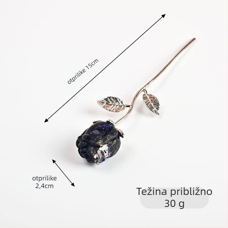 Kristalna ukras u obliku ruže – nerafinirani kamen, moderni minimalistički stil, prirodni kristal