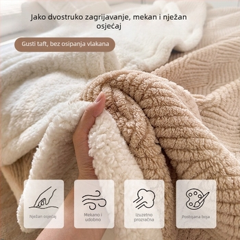 Dvoslojna jacquard deka od koralnog flisa, deka za zimu, za uredski kauč