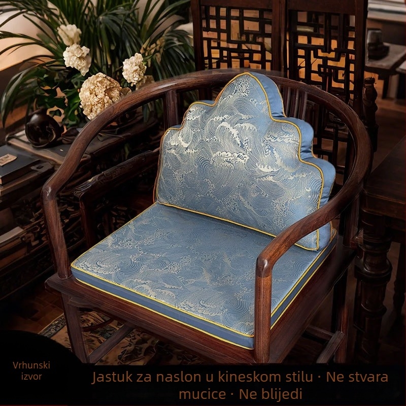 Jastučić za stolicu u novokineskom stilu sa naslonom, kružni jastučić od retro crvenog drveta, elegantan izgled, prilagodljiv
