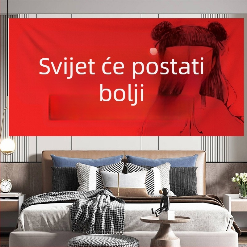Poliester zidni goblen s pejzažnim printom, pogodna za spavaću sobu i studentski dom, rock poster stil pozadina za bar