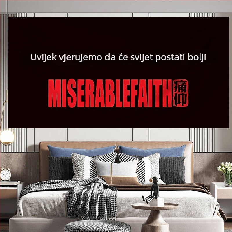 Poliester zidni goblen s pejzažnim printom, pogodna za spavaću sobu i studentski dom, rock poster stil pozadina za bar