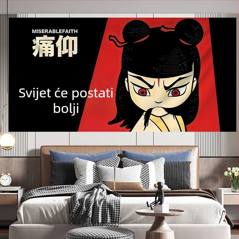 Poliester zidni goblen s pejzažnim printom, pogodna za spavaću sobu i studentski dom, rock poster stil pozadina za bar