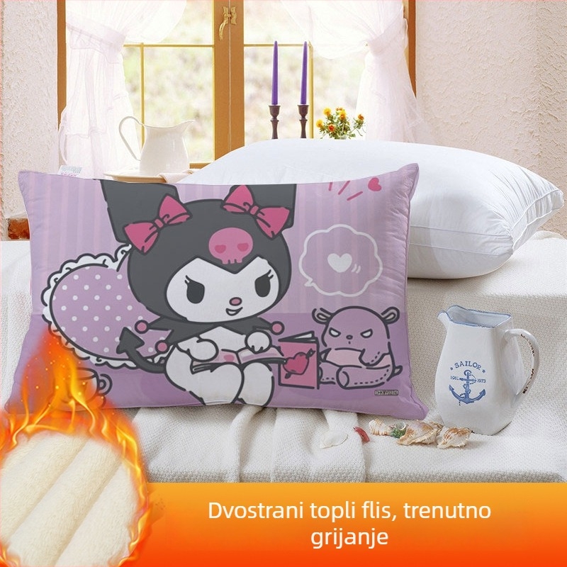 Dvostruka jastučnica za djecu Kuromi, s flis presvlakom, digitalni tisak, 100% poliester