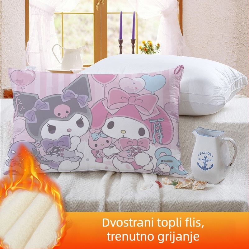 Dvostruka jastučnica za djecu Kuromi, s flis presvlakom, digitalni tisak, 100% poliester
