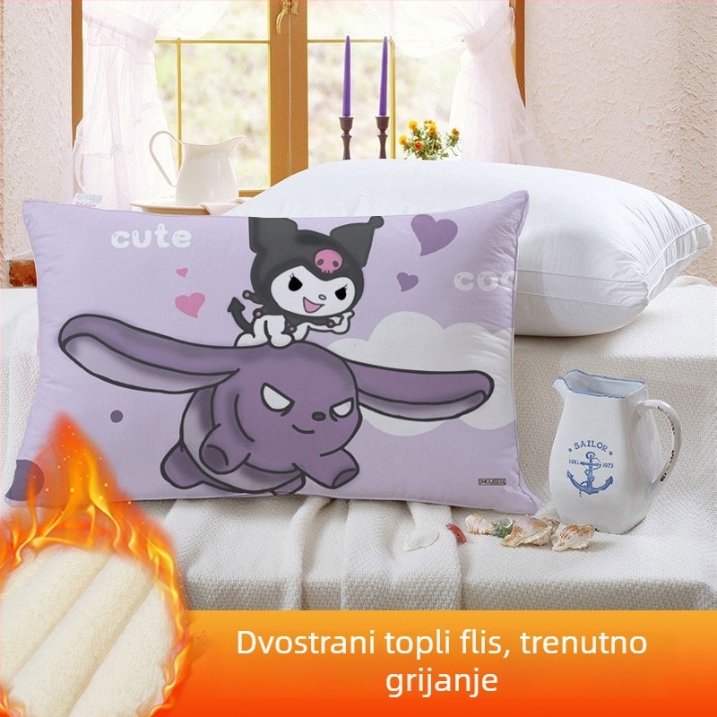 Dvostruka jastučnica za djecu Kuromi, s flis presvlakom, digitalni tisak, 100% poliester