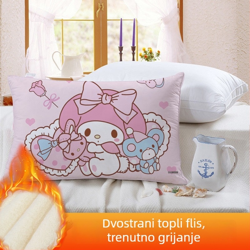 Dvostruka jastučnica za djecu Kuromi, s flis presvlakom, digitalni tisak, 100% poliester
