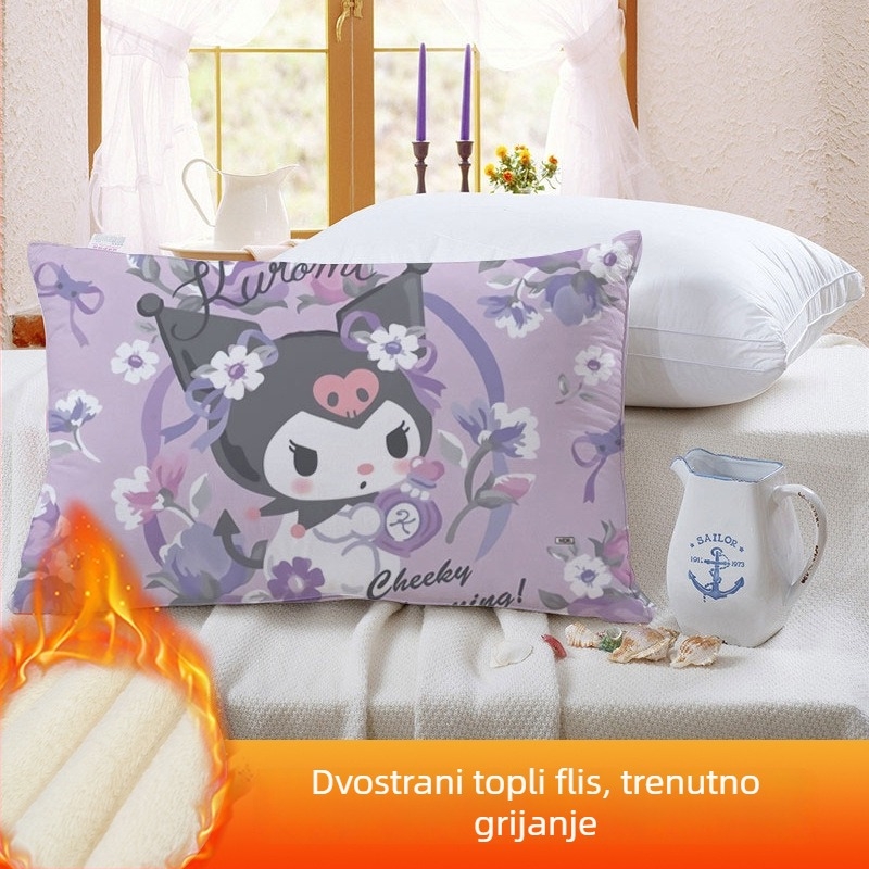 Dvostruka jastučnica za djecu Kuromi, s flis presvlakom, digitalni tisak, 100% poliester