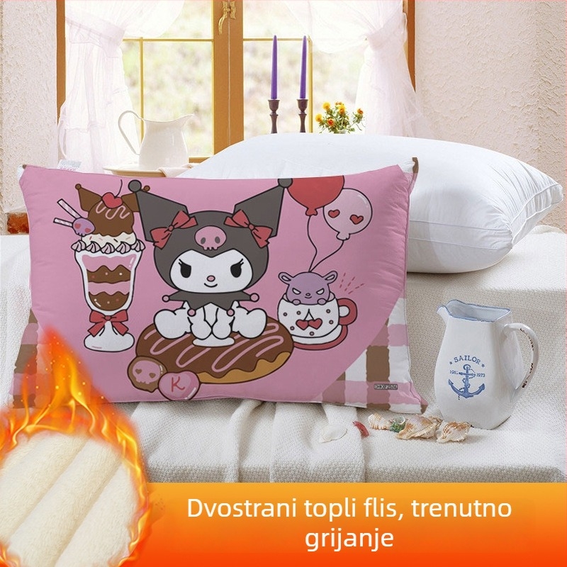 Dvostruka jastučnica za djecu Kuromi, s flis presvlakom, digitalni tisak, 100% poliester