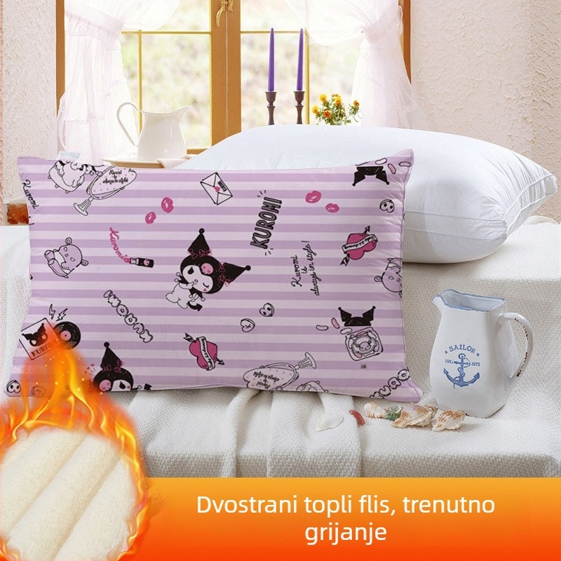 Dvostruka jastučnica za djecu Kuromi, s flis presvlakom, digitalni tisak, 100% poliester
