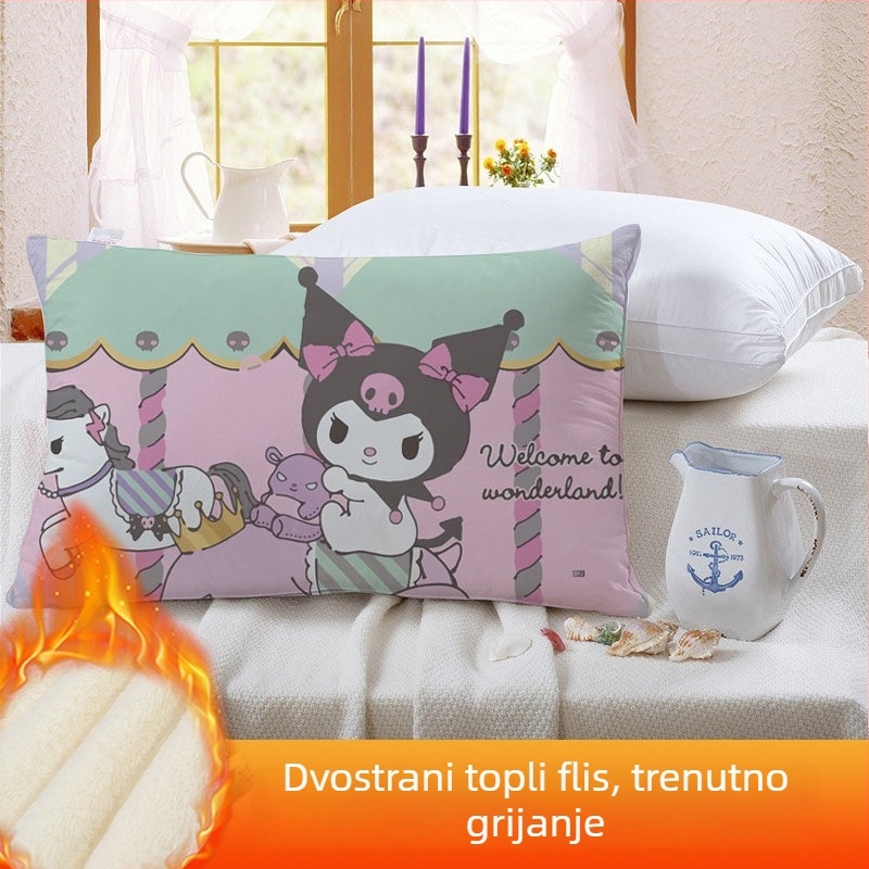 Dvostruka jastučnica za djecu Kuromi, s flis presvlakom, digitalni tisak, 100% poliester