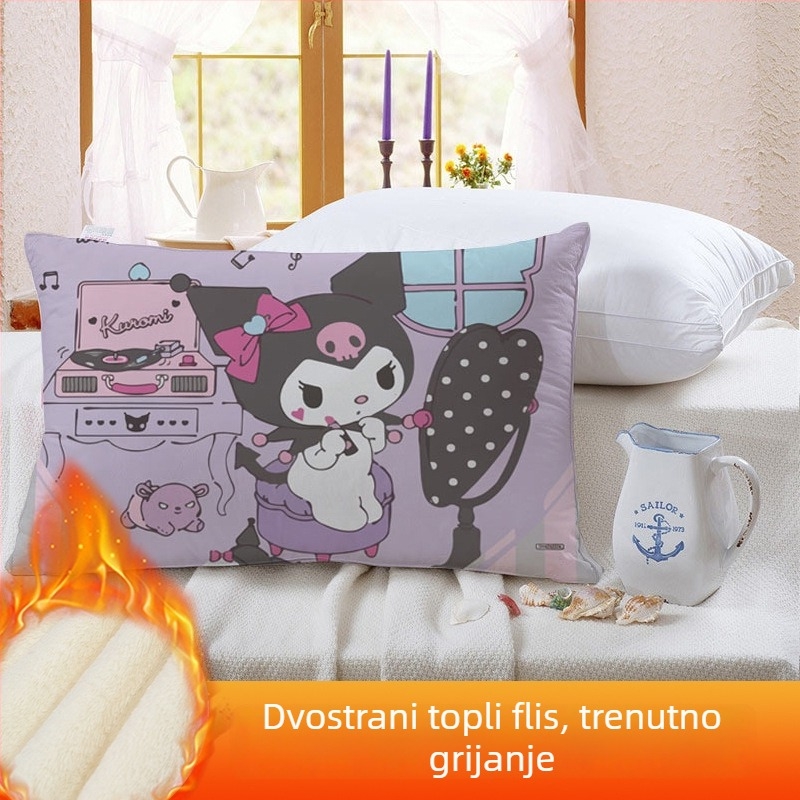 Dvostruka jastučnica za djecu Kuromi, s flis presvlakom, digitalni tisak, 100% poliester