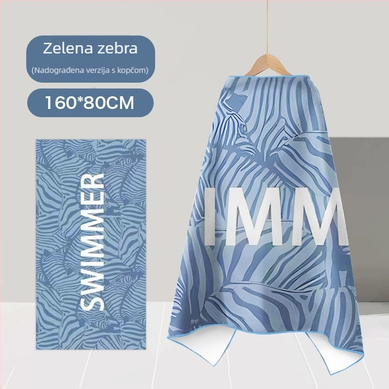Nosivi ručnik-pončo od mikrovlakna za plažu – brzo sušenje, lagan, s kopčom; Materijal: mikrovlakno; Težina ispod 100 g; Pređa: 150D; Jacquard tkanina