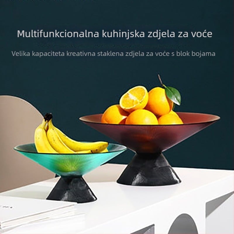 Stakleni pladanj za voće u europskom stilu, svijetlog luksuznog retro dizajna, marka Autonomy, lansiran 2021.