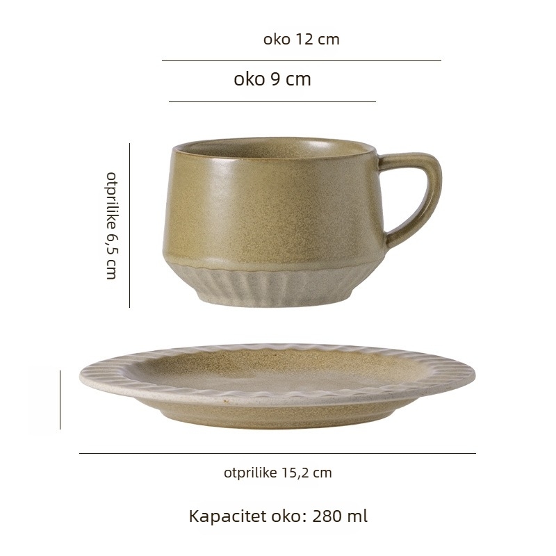 Keramička šalica za kavu s cvjetnim uzorkom, retro stil, dvodijelni set, pogodna za mikrovalnu i otporna na visoke temperature