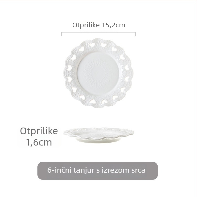 Porcelanski okrugli tanjur za torte i dim sum, europskog stila reljef, podglazurno bojanje, mikrovalna sigurnost, prilagodljivo