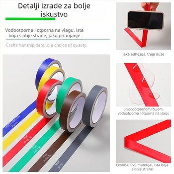 Crvena PVC sigurnosna traka za staklo – samoljepljiva dekorativna naljepnica za zid, završna traka, minimalistički stil
