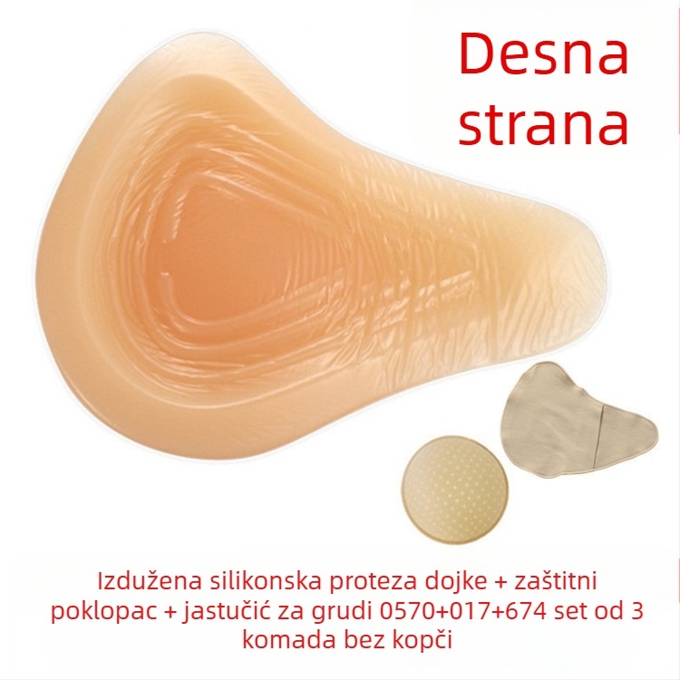 Silikonska postoperativna proteza dojke s zaštitnom navlakom — trokutasti i kružni oblik, debelo konkavno dno