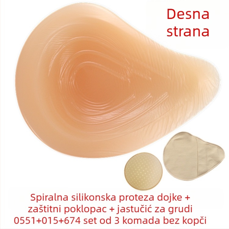 Silikonska postoperativna proteza dojke s zaštitnom navlakom — trokutasti i kružni oblik, debelo konkavno dno