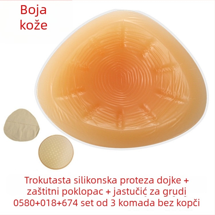 Silikonska postoperativna proteza dojke s zaštitnom navlakom — trokutasti i kružni oblik, debelo konkavno dno