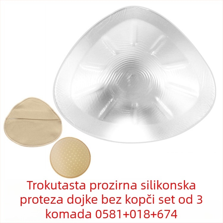 Silikonska postoperativna proteza dojke s zaštitnom navlakom — trokutasti i kružni oblik, debelo konkavno dno