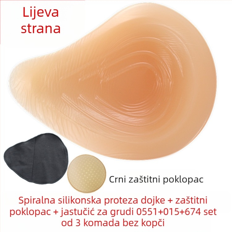 Silikonska postoperativna proteza dojke s zaštitnom navlakom — trokutasti i kružni oblik, debelo konkavno dno