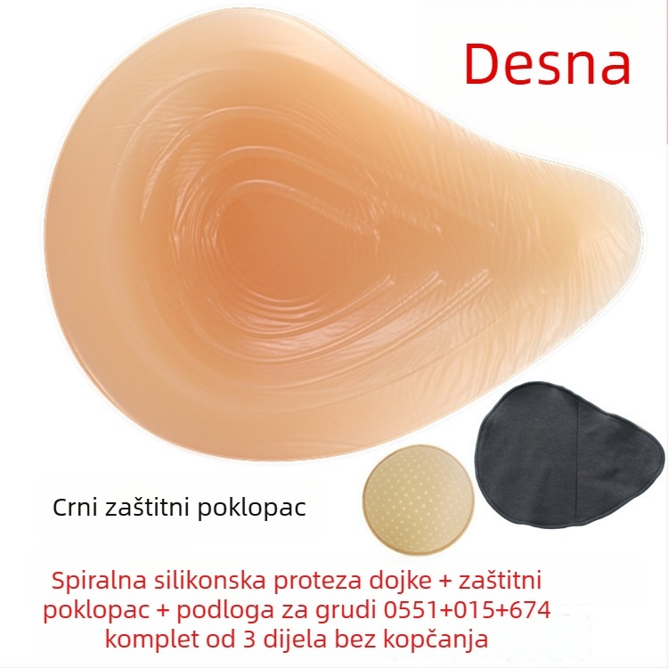 Silikonska postoperativna proteza dojke s zaštitnom navlakom — trokutasti i kružni oblik, debelo konkavno dno