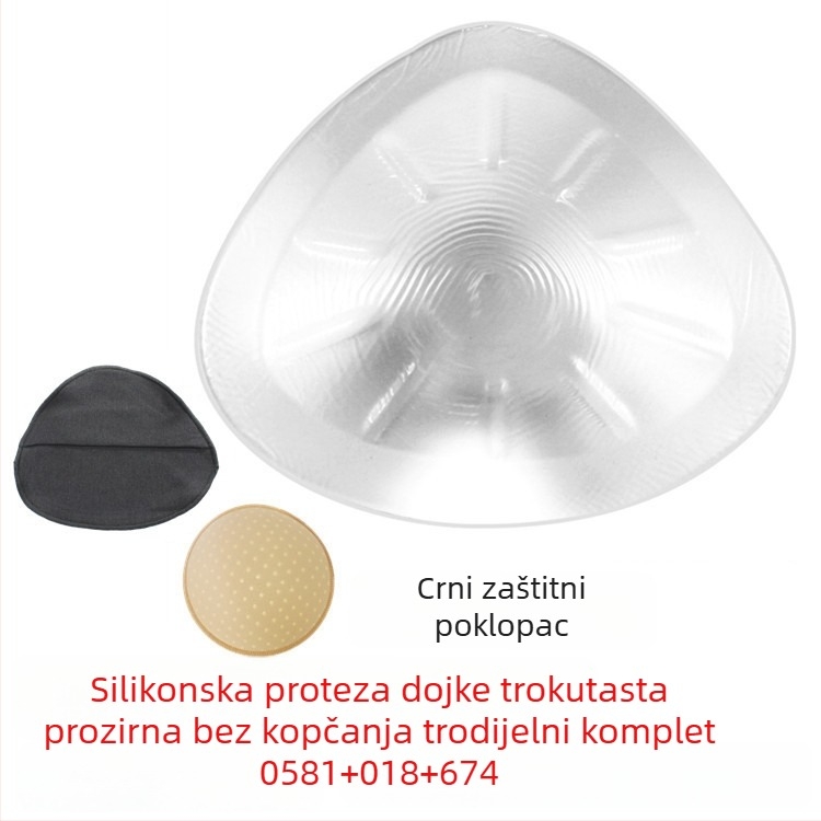 Silikonska postoperativna proteza dojke s zaštitnom navlakom — trokutasti i kružni oblik, debelo konkavno dno