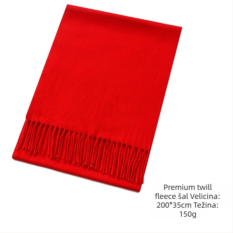 Šal s logom – šivanje i tisak, twill tkanina, termička funkcija, proljeće-jesen, materijal imitacije vune (poliester)