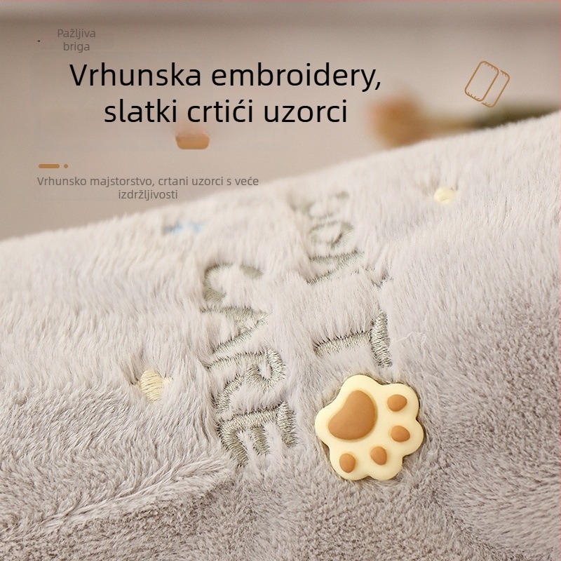 Unisex zimske plišane podlaktne rukavice s našivanim karikaturnim uzorkom, otporne na prljavštinu