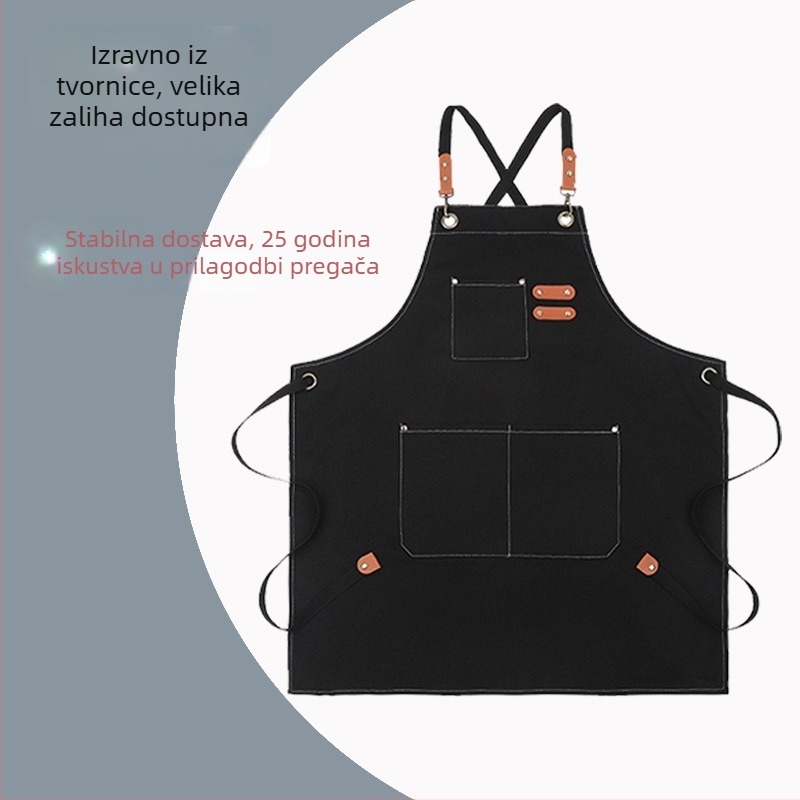 Bezrukavna kuhinjska pregača od poliester-bavlanog materijala, vodootporna, moderan minimalistički stil, jednobojni dizajn, mogućnost logotipa