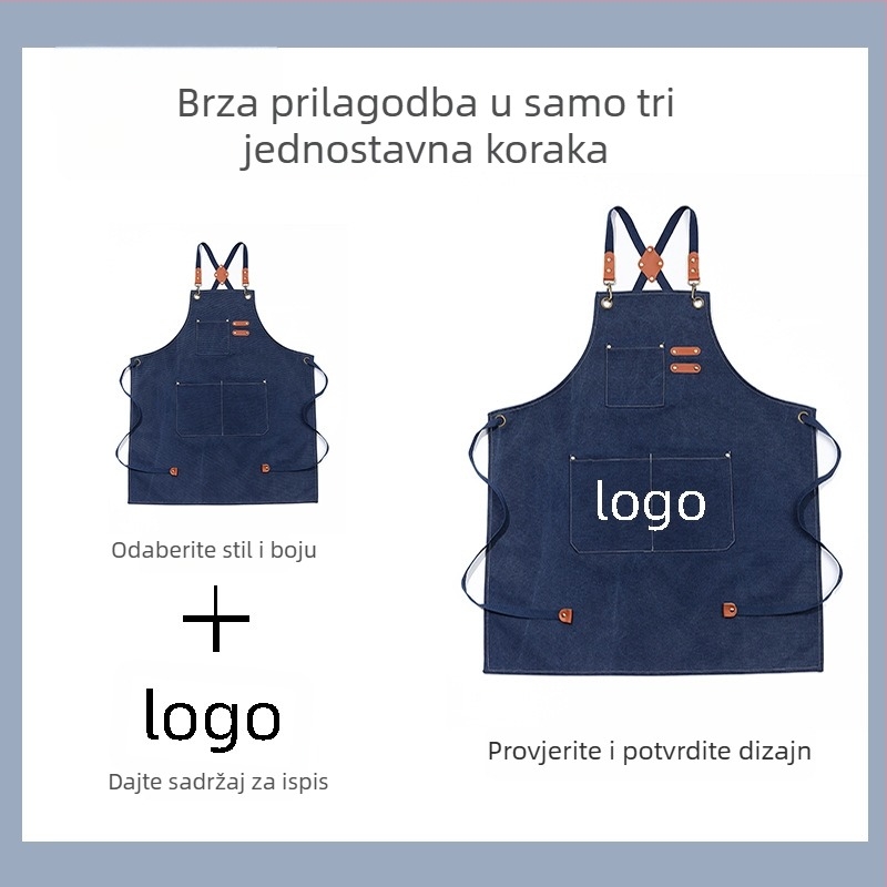 Bezrukavna kuhinjska pregača od poliester-bavlanog materijala, vodootporna, moderan minimalistički stil, jednobojni dizajn, mogućnost logotipa