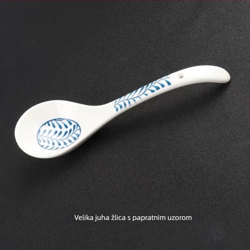 Porcelanska zdjela s dvostrukim drškama, okruglog oblika, s podglazurnim premazom, pogodno za mikrovalnu