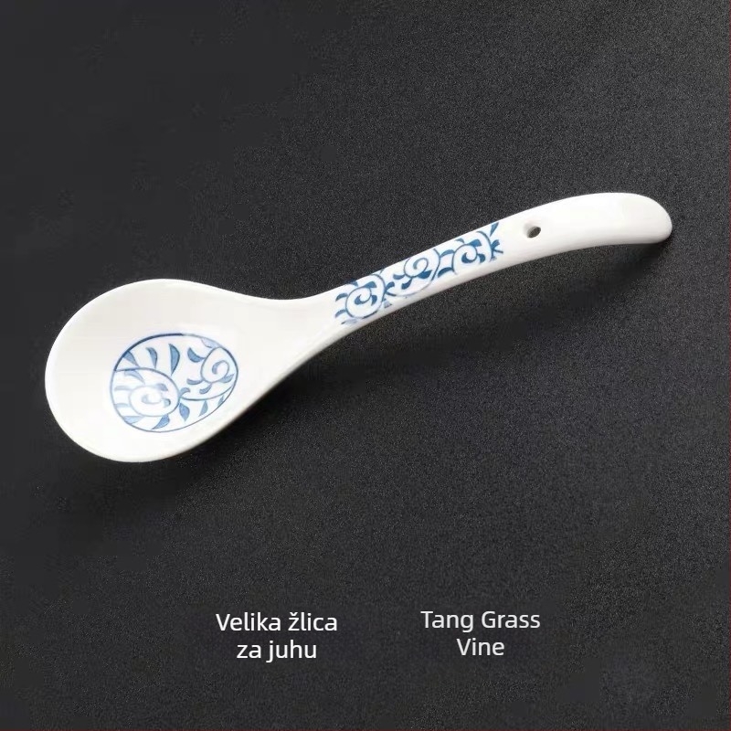 Porcelanska zdjela s dvostrukim drškama, okruglog oblika, s podglazurnim premazom, pogodno za mikrovalnu