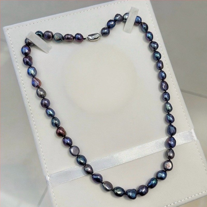 Ogrlica s baroknim sladkovodnim biserom, zatvarač od srebra 925, dizajn inspiriran prirodom