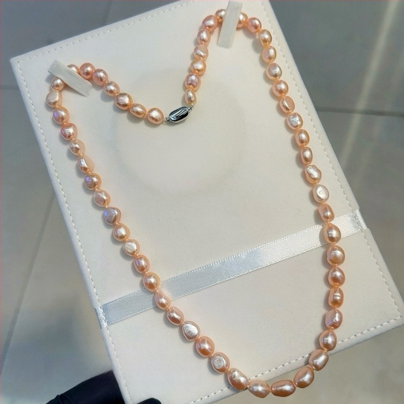 Ogrlica s baroknim sladkovodnim biserom, zatvarač od srebra 925, dizajn inspiriran prirodom