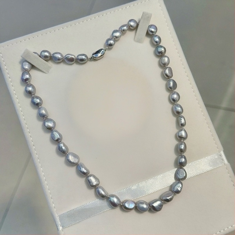 Ogrlica s baroknim sladkovodnim biserom, zatvarač od srebra 925, dizajn inspiriran prirodom