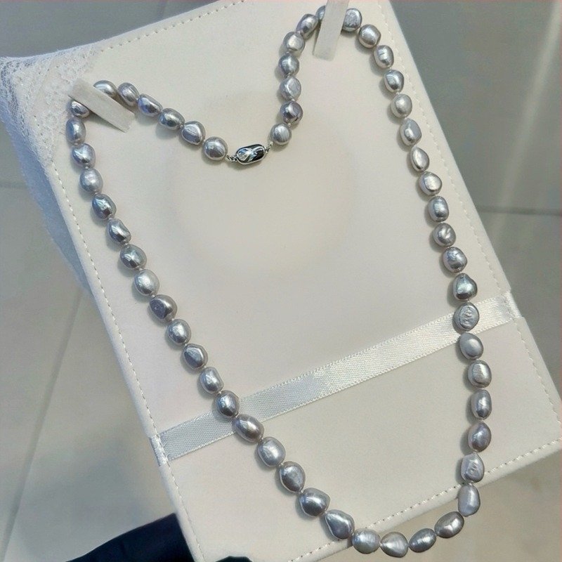 Ogrlica s baroknim sladkovodnim biserom, zatvarač od srebra 925, dizajn inspiriran prirodom