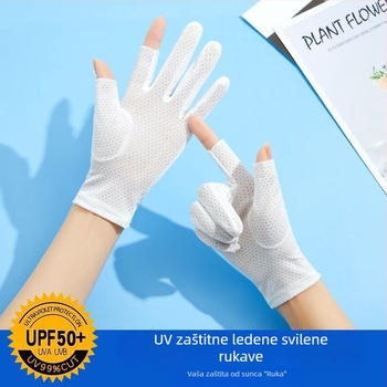 Ženske rukavice za zaštitu od sunca - UV zaštita, protuklizne, prozračne, kompatibilne s dodirnim zaslonom; Materijal: Drugo