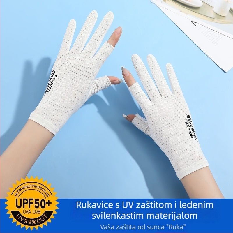 Ženske rukavice za zaštitu od sunca - UV zaštita, protuklizne, prozračne, kompatibilne s dodirnim zaslonom; Materijal: Drugo