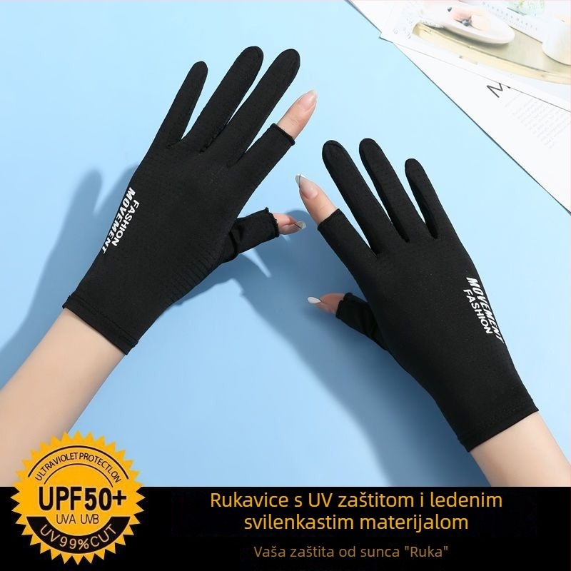 Ženske rukavice za zaštitu od sunca - UV zaštita, protuklizne, prozračne, kompatibilne s dodirnim zaslonom; Materijal: Drugo