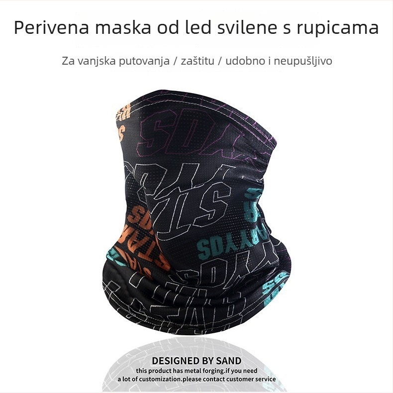 Ljetna maska za lice za biciklizam s UV zaštitom, Ice Silk materijal, street/hip-hop stil, polupokriven dizajn