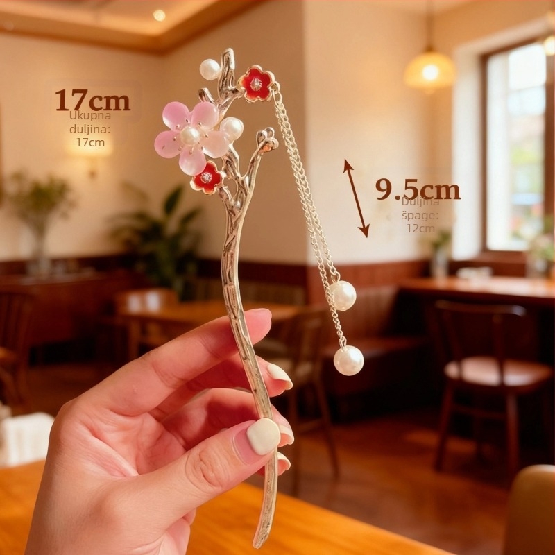 Spona za kosu u staro-kineskom stilu, oblik cvijeta, od legure, ručno izrađena, proljeće 2025