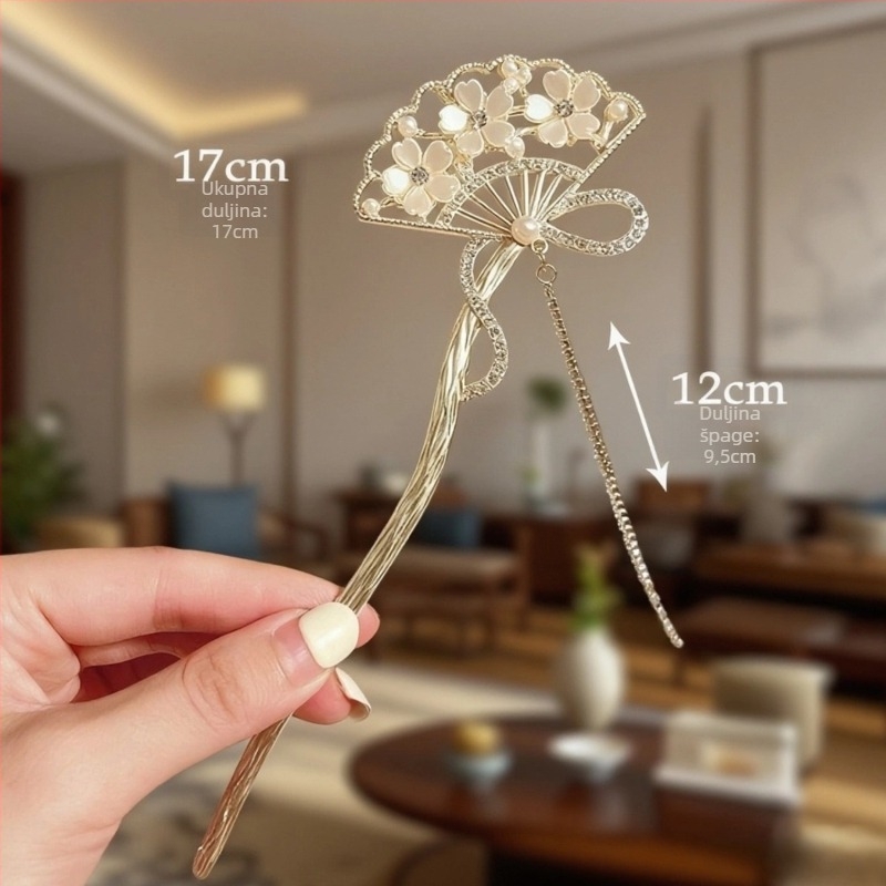 Spona za kosu u staro-kineskom stilu, oblik cvijeta, od legure, ručno izrađena, proljeće 2025