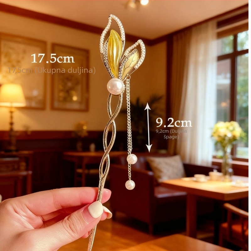 Spona za kosu u staro-kineskom stilu, oblik cvijeta, od legure, ručno izrađena, proljeće 2025