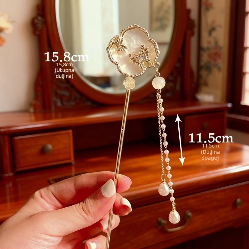 Spona za kosu u staro-kineskom stilu, oblik cvijeta, od legure, ručno izrađena, proljeće 2025