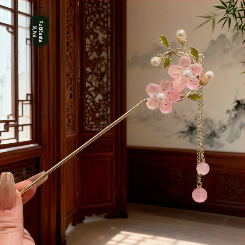 Spona za kosu u staro-kineskom stilu, oblik cvijeta, od legure, ručno izrađena, proljeće 2025