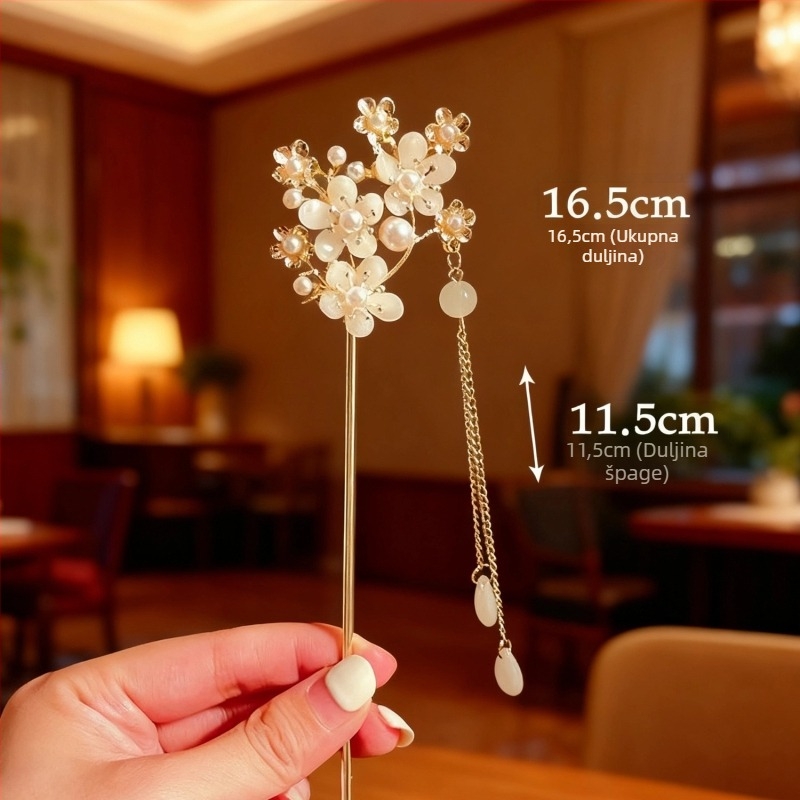 Spona za kosu u staro-kineskom stilu, oblik cvijeta, od legure, ručno izrađena, proljeće 2025